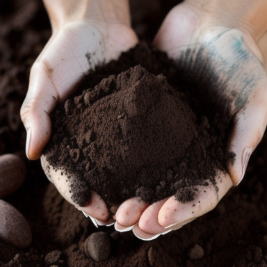 Hand holding soil mixture