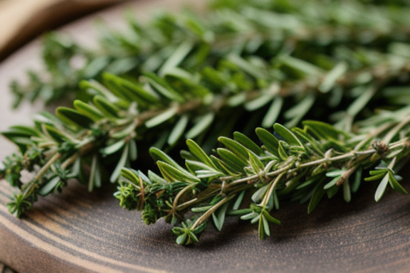 Close-up of fresh thyme leaves