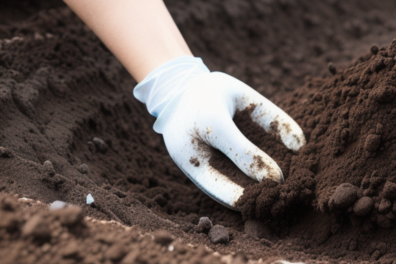 Person adding organic fertilizer to the soil