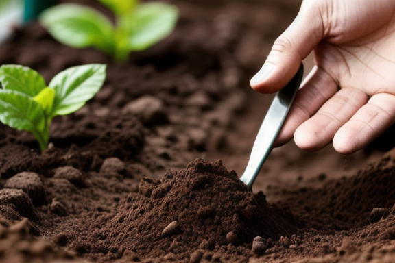 Person using a garden fork