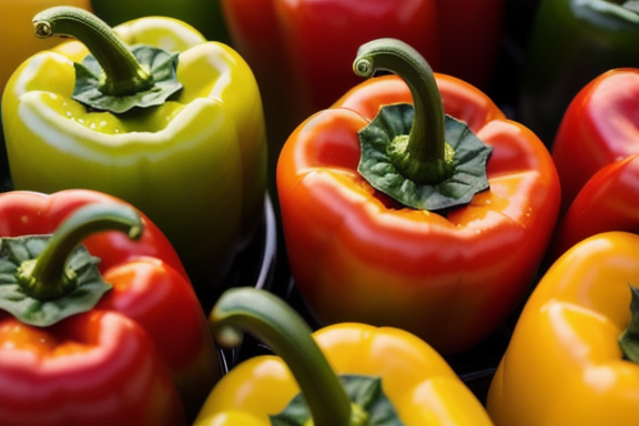 Freshly harvested bell peppers