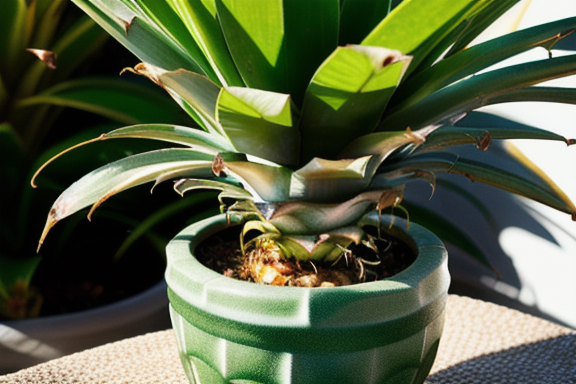 Pineapple plant in a pot